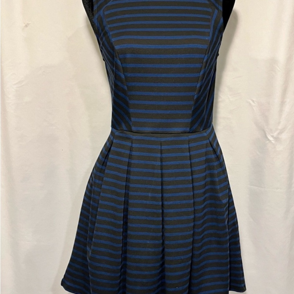 Mossimo Supply Co. Black and Blue Striped Mini Dress